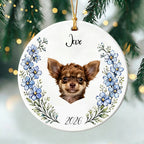Custom Photo Ceramic Christmas Ornament Gift, Sympathy Gift For Pet Owners, Pet Lovers