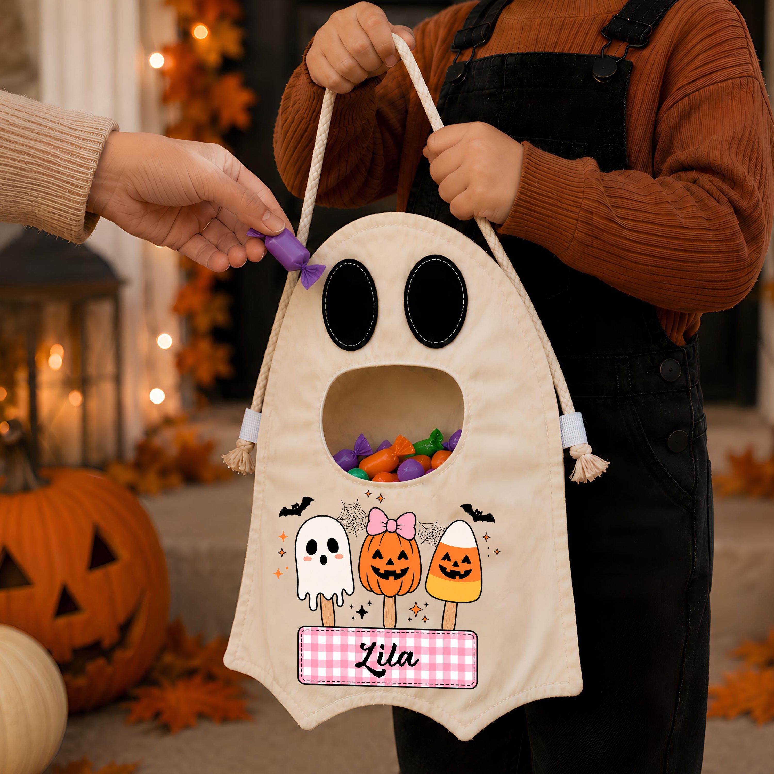 Custom Ghost Bag - Personalized Halloween Gifts For Kids - Sweetest Little Ghost In Town