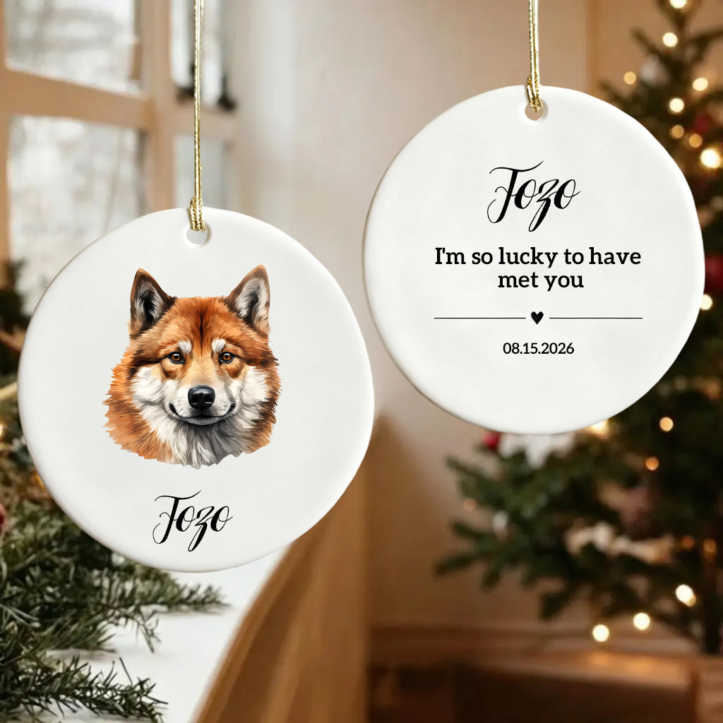 I'm So Lucky To Have Met You-Personalized Ceramic Ornament For Christmas Dog Dad,Mom,Pet Owner