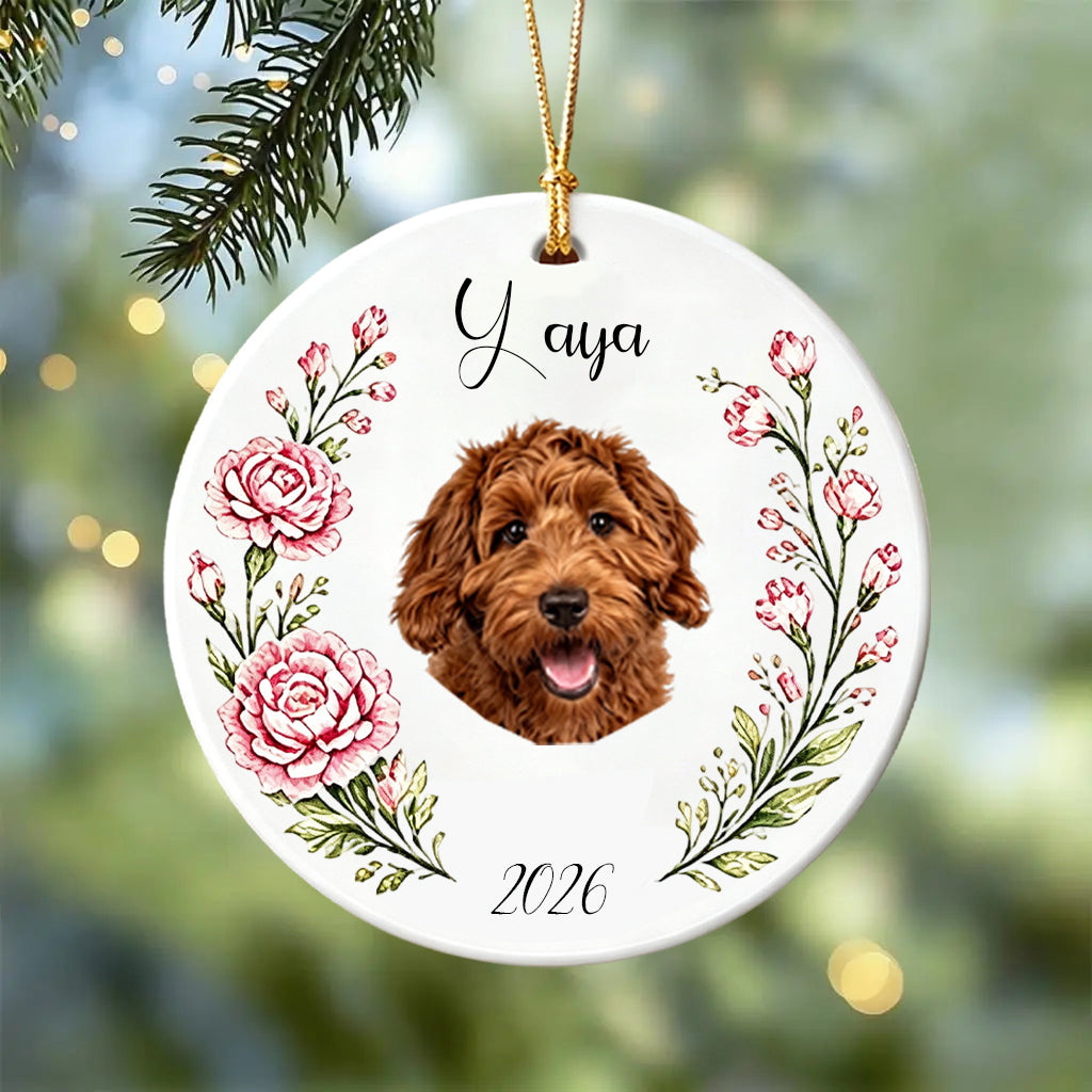 Custom Photo Ceramic Christmas Ornament Gift, Sympathy Gift For Pet Owners, Pet Lovers