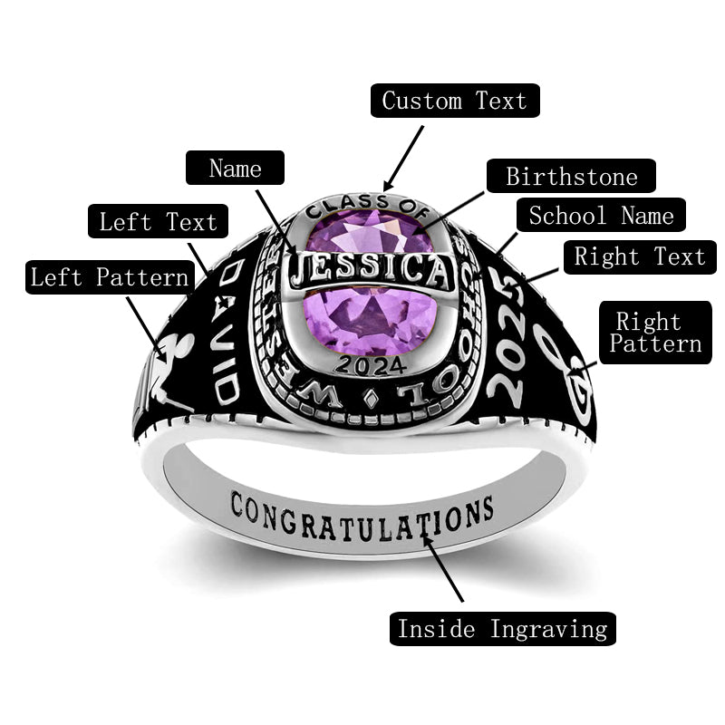 Class of 2025 Graduation Custom Birthstone Class Ring Mementos Graduate Gift