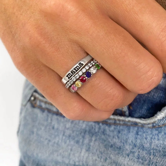 Personalized Custom Name Birthstone Rings For Women, Anniversary Ring Gift for Her