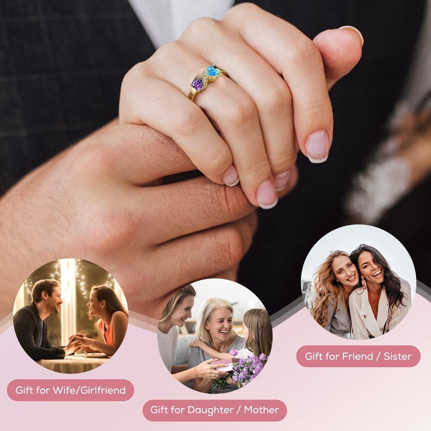 Personalized Gift Idea Birthstone Ring Mother Daughter Ring Promise Ring for Her