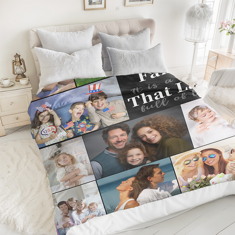 Personalized Fleece Throw Soft Custom Photo Family Blanket Home Decor For Mother's Day,Birthday,Father's Day,Christmas Gifts