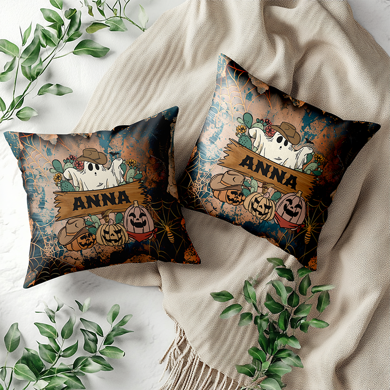Personalized Spooky Pillow Cushion with Insert - Unique Halloween Gift Idea Custom Name Cushion Home Decor