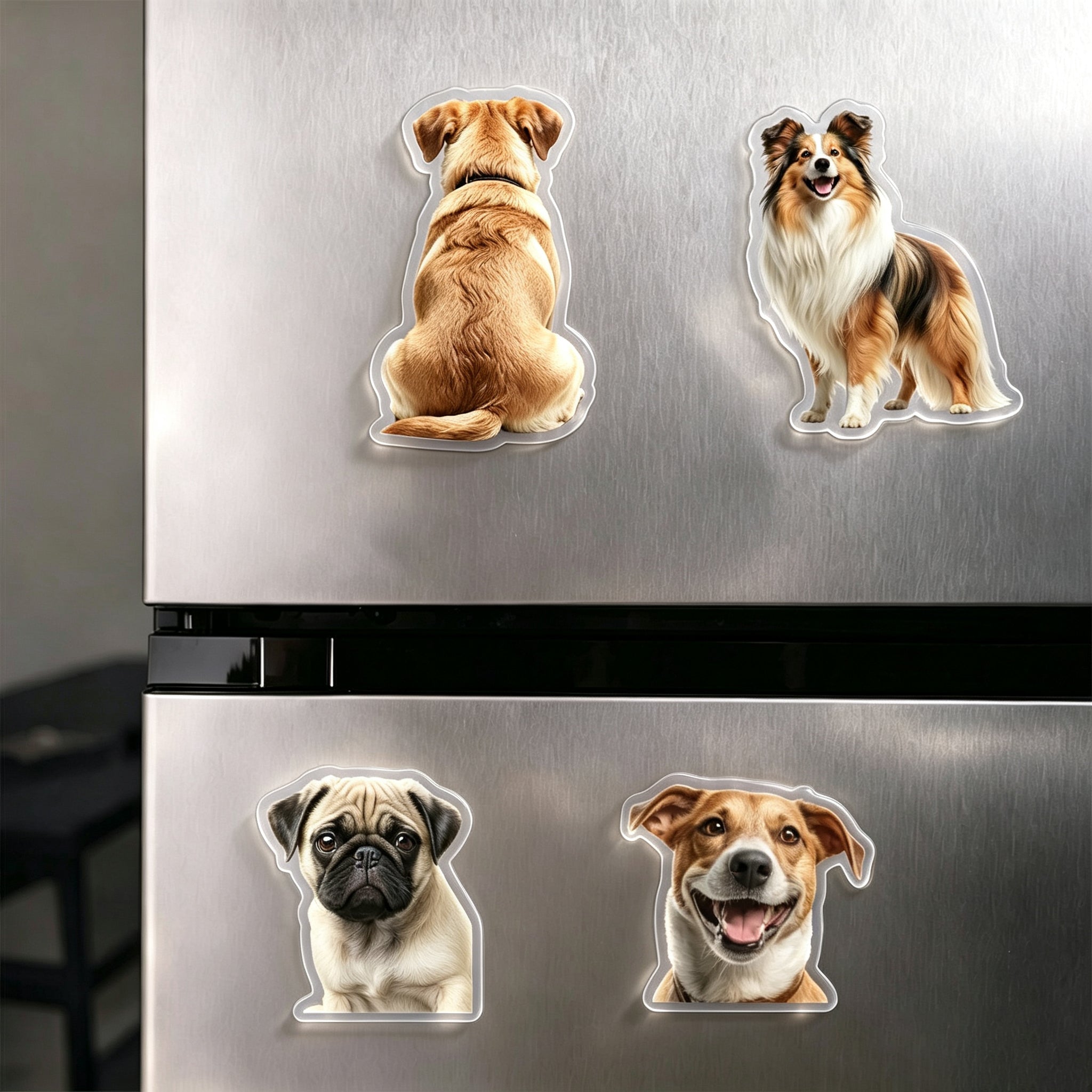 Custom Pet Photo Fridge Magnet - Personalized Acrylic Cat & Dog Cutout,Kitchen Decor
