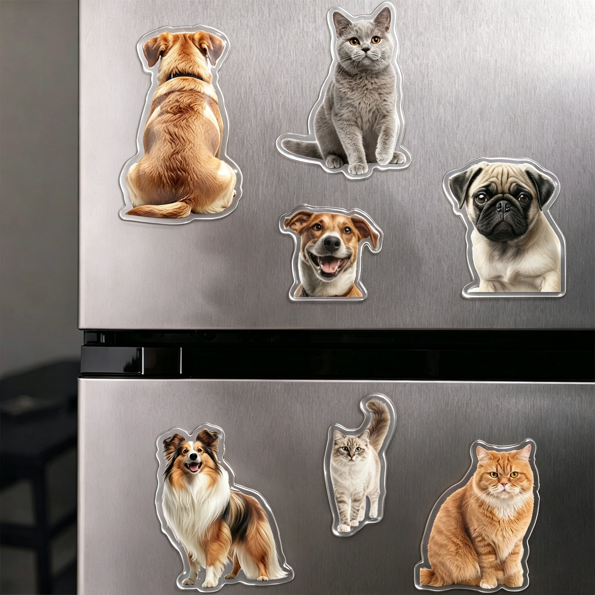 Custom Pet Photo Fridge Magnet - Personalized Acrylic Cat & Dog Cutout,Kitchen Decor