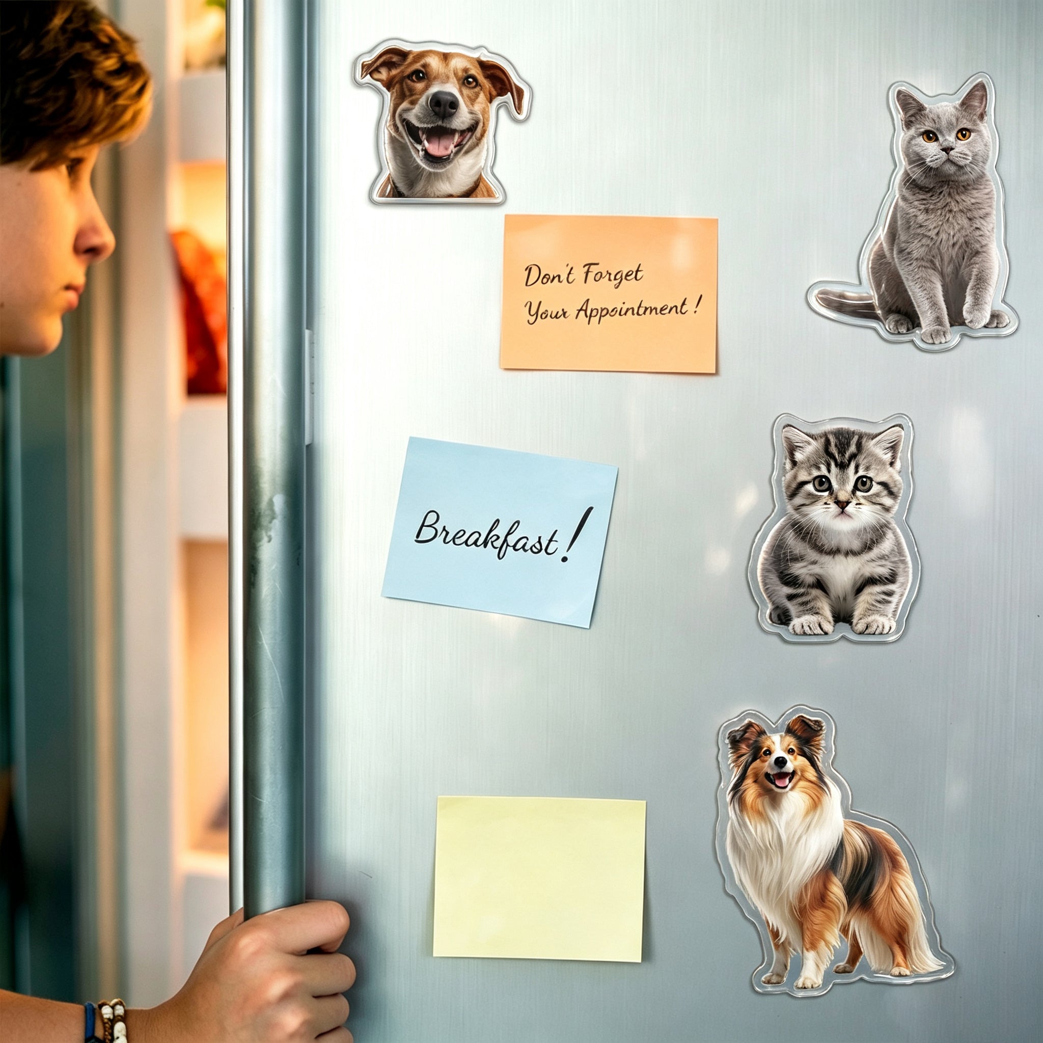 Custom Pet Photo Fridge Magnet - Personalized Acrylic Cat & Dog Cutout,Kitchen Decor