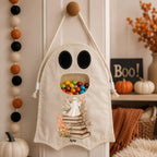 Custom Name Ghost Trick or Treat Bag, Personalized Halloween Candy Tote for Kids