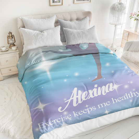 Personalized Dancer Yoga Blanket for Girls Cozy Throw with Custom Name and Beautiful Pattern