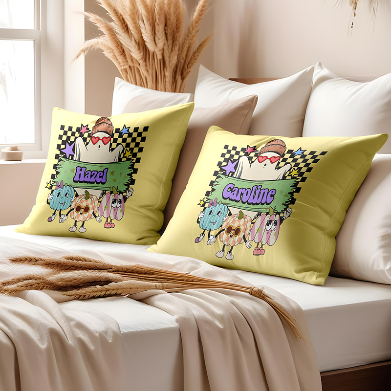 Personalised Halloween Throw Pillow Cushion (Insert Included )Custom Name Cushion Cover Home Decor Gift, Unique Halloween