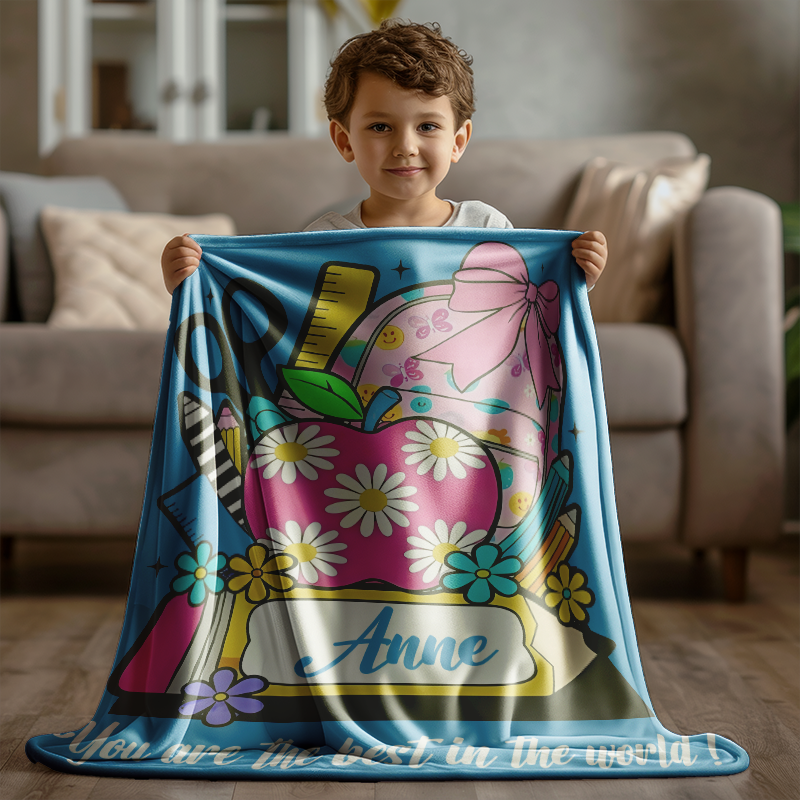 Personalized Name Soft Throw Student Blanket For Back to School