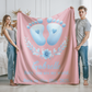 Personalized Cute Floral Footprint Design Soft Throw Cozy Blanket with Name and Text Home Decor Gift for Newborn Babies