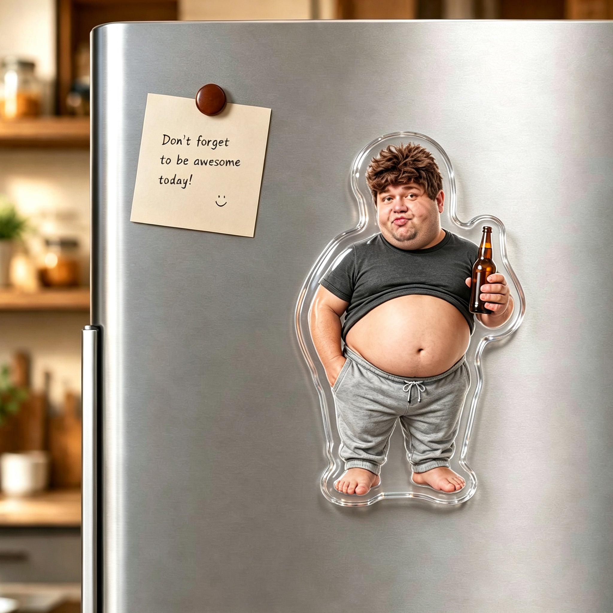 Custom Funny Dad Bod Fridge Magnet - Personalized Chubby Dad Magnet, Kitchen Decor Gift for Him