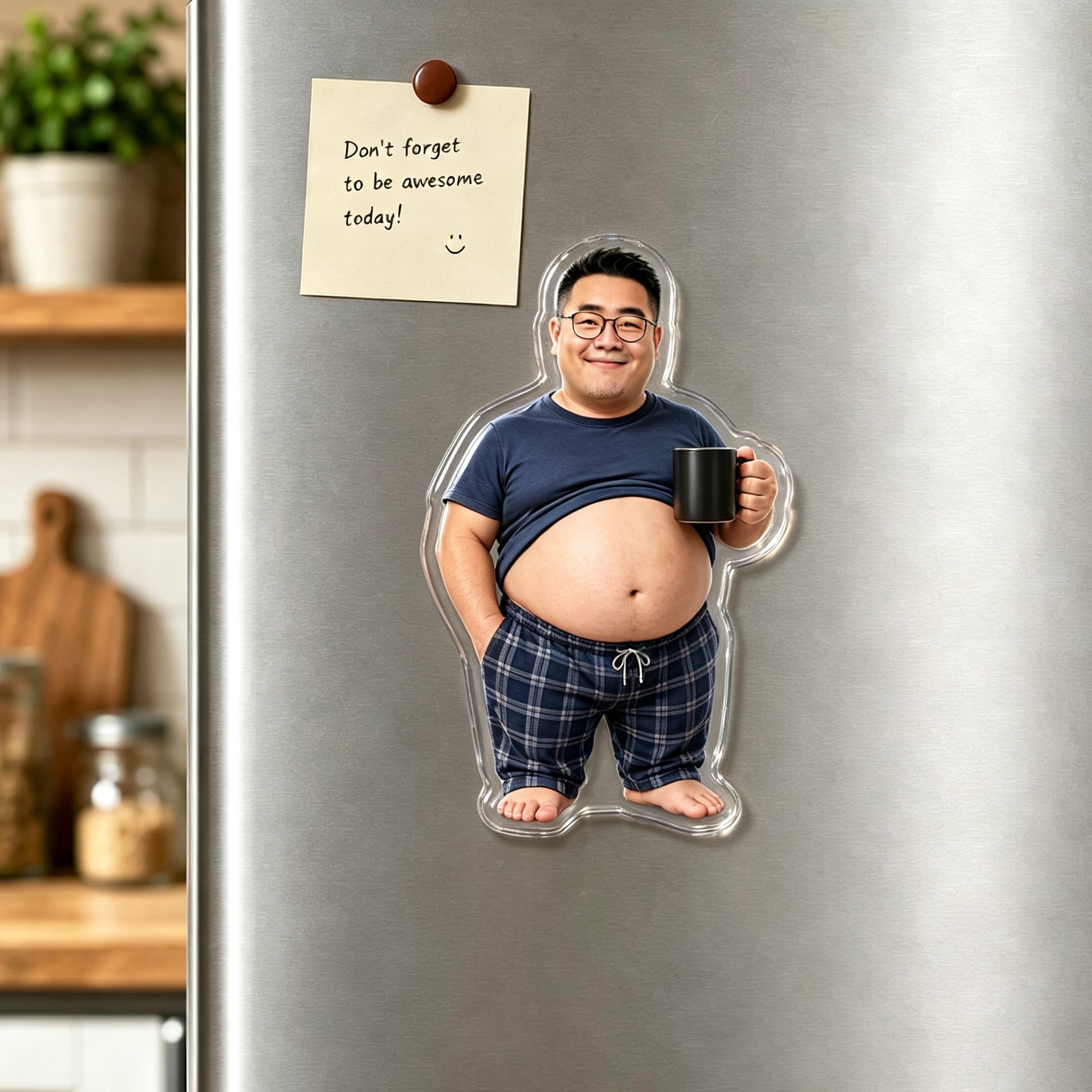 Custom Funny Dad Bod Fridge Magnet - Personalized Chubby Dad Magnet, Kitchen Decor Gift for Him