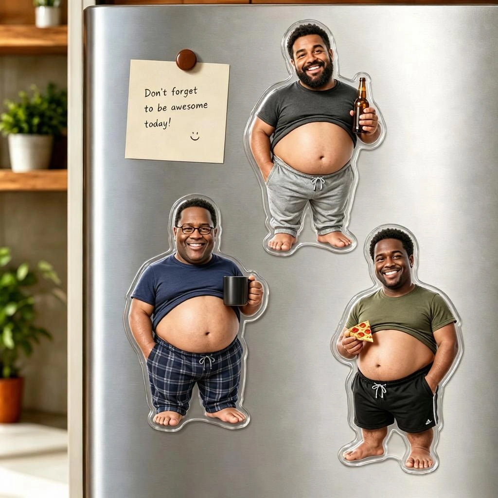Custom Funny Dad Bod Fridge Magnet - Personalized Chubby Dad Magnet, Kitchen Decor Gift for Him