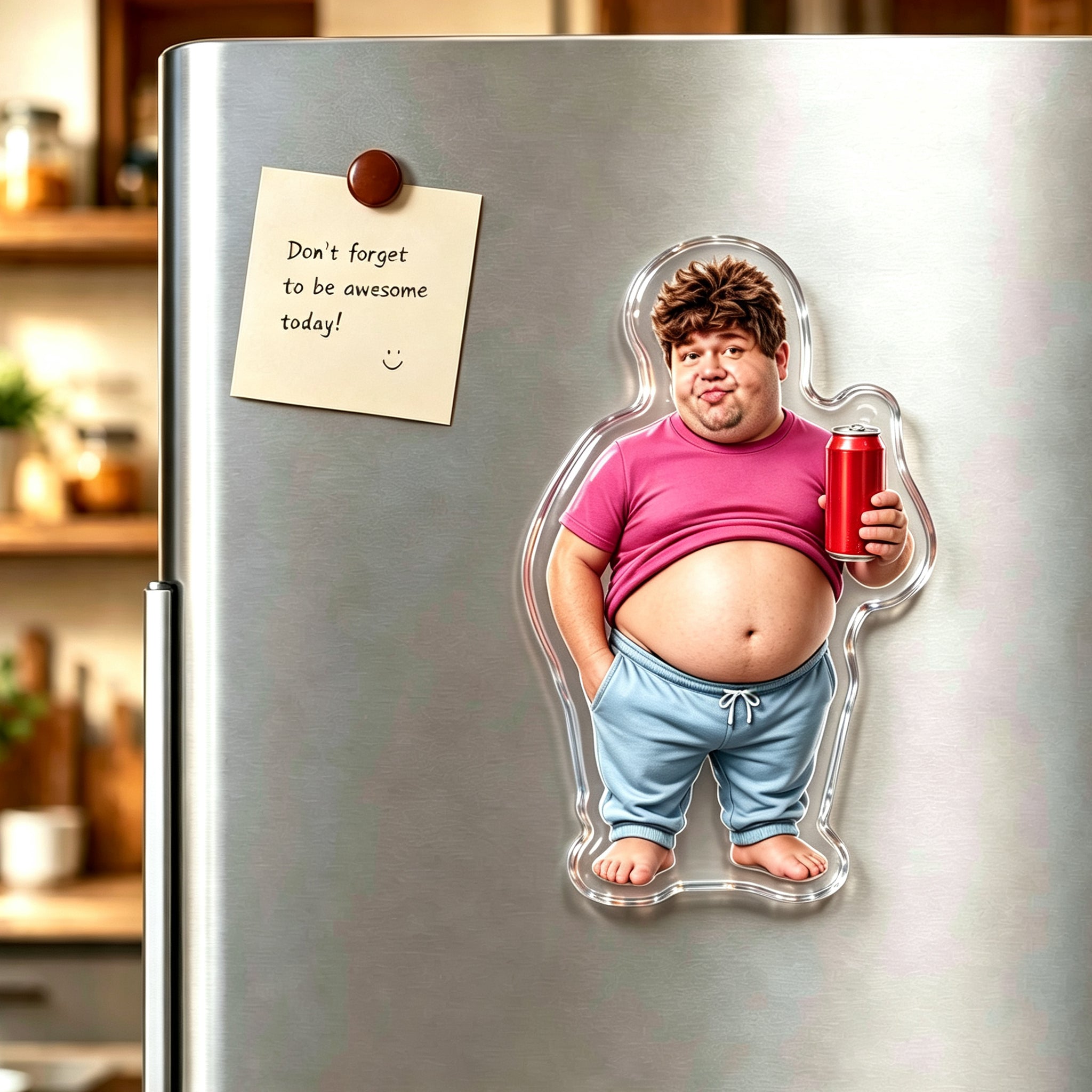 Custom Funny Dad Bod Fridge Magnet - Personalized Chubby Dad Magnet, Kitchen Decor Gift for Him