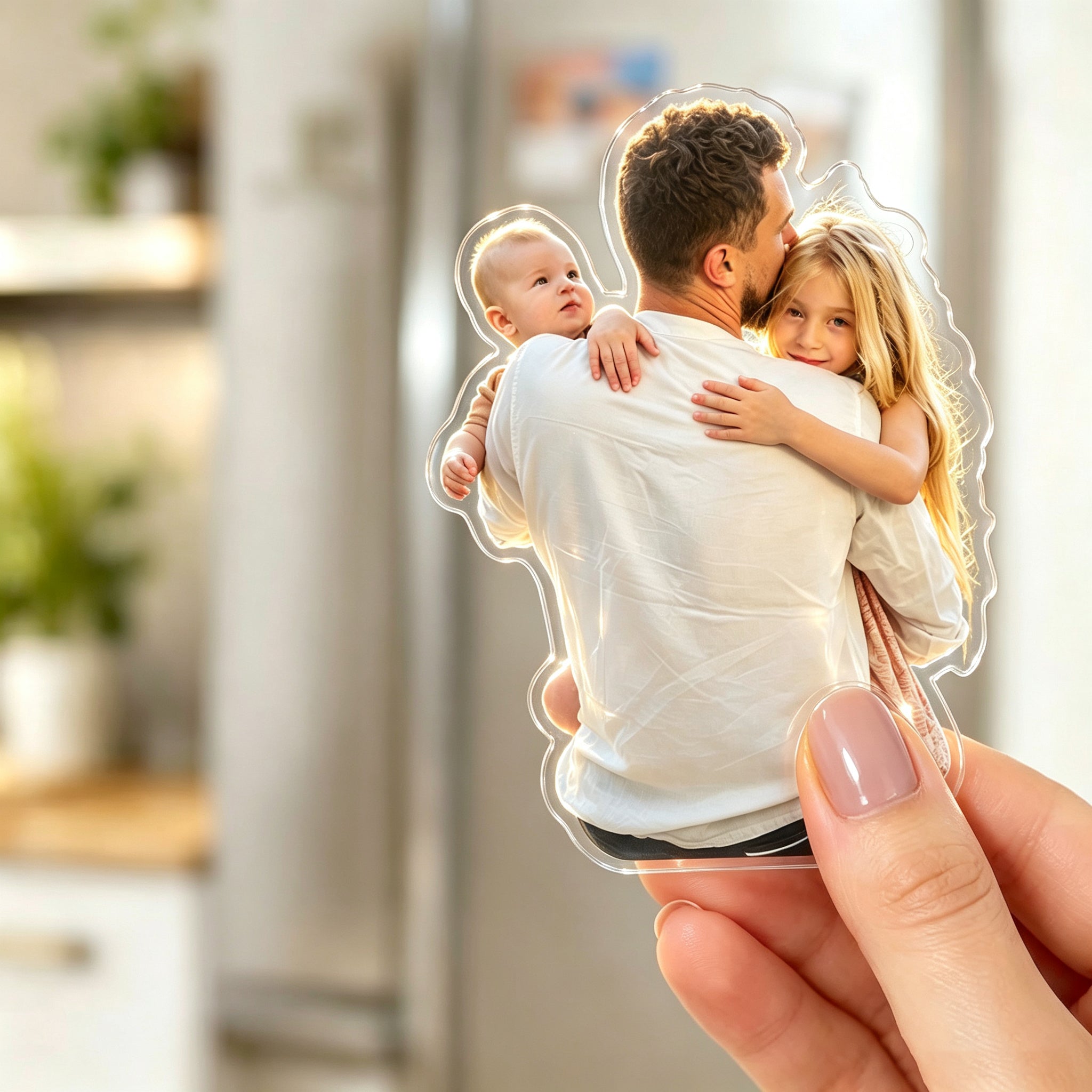 Personalized Dad & Kids Photo Fridge Magnet - Fathers Day Gift For Dad, Gift For Husband
