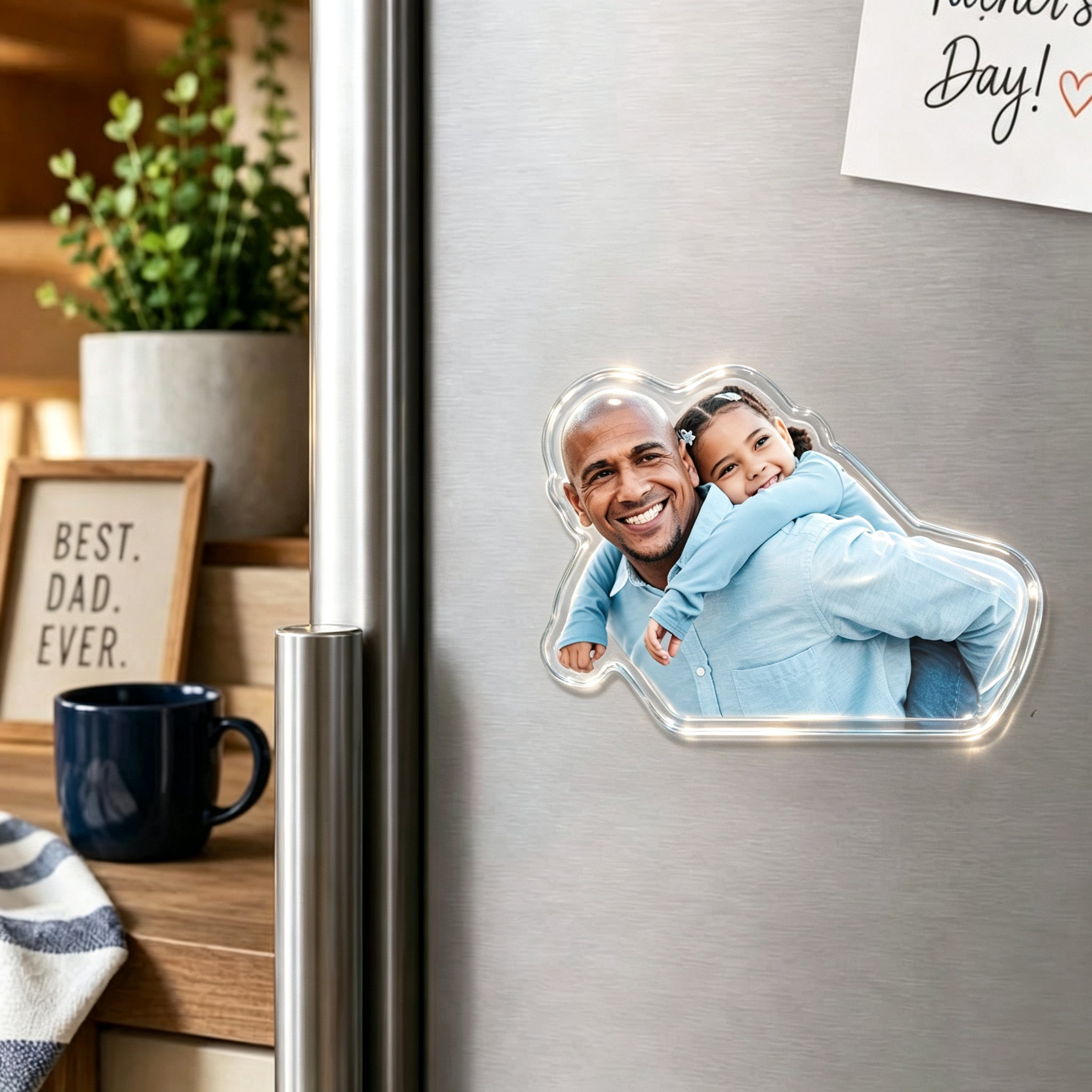 Personalized Dad & Kids Photo Fridge Magnet - Fathers Day Gift For Dad, Gift For Husband