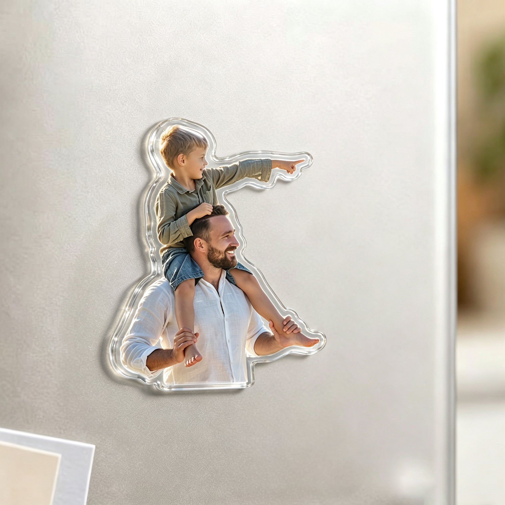 Personalized Dad & Kids Photo Fridge Magnet - Fathers Day Gift For Dad, Gift For Husband