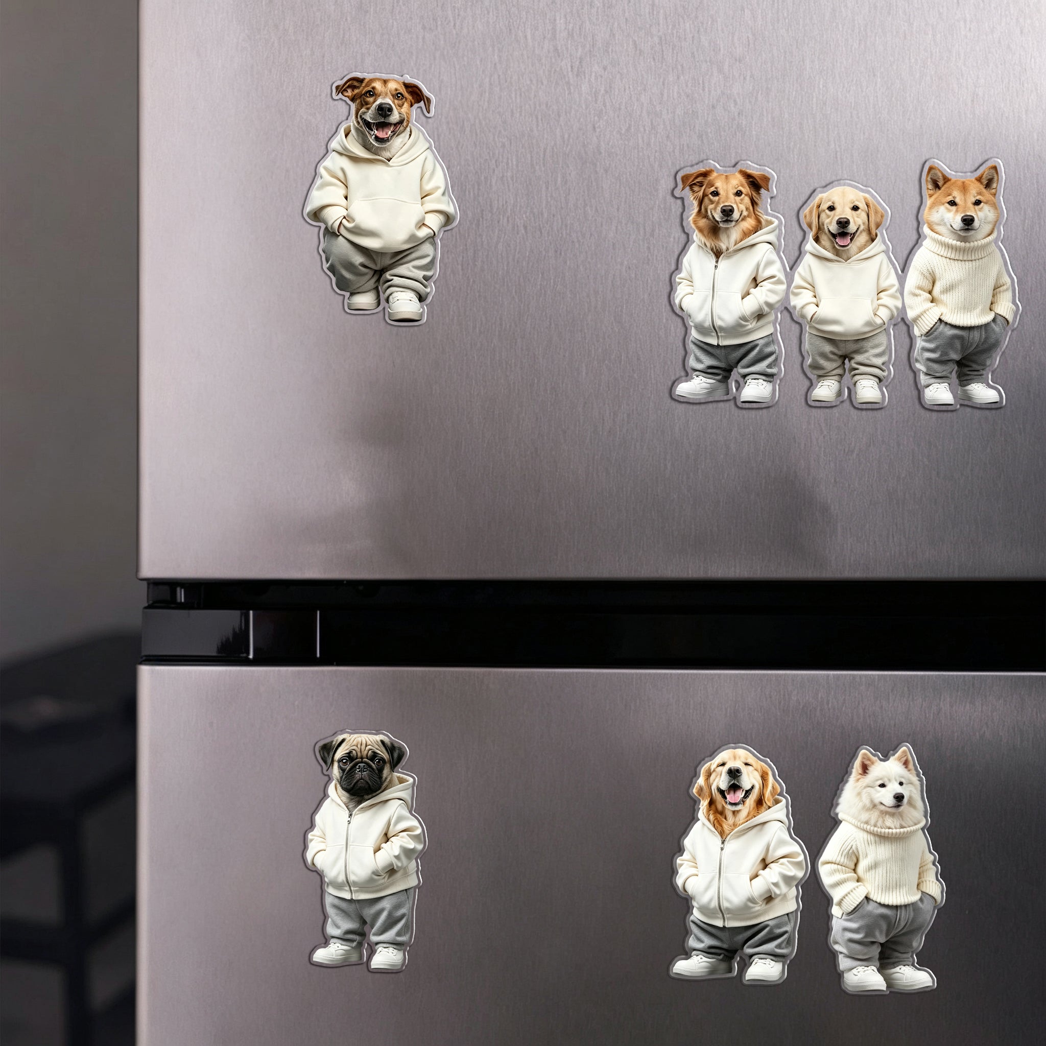 Custom funny Dog in Hoodie Fridge Magnet - Cute Anthropomorphic Pet Magnet - Dog Lover Gift