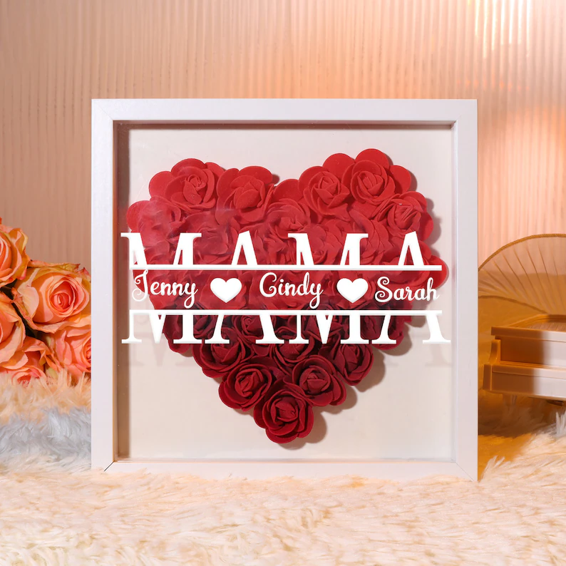 Personalized Flower Shadow Box Frame Decorations Mother's Day Gift