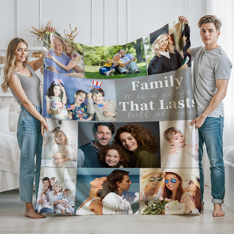 Personalized Fleece Throw Soft Custom Photo Family Blanket Home Decor For Mother's Day,Birthday,Father's Day,Christmas Gifts
