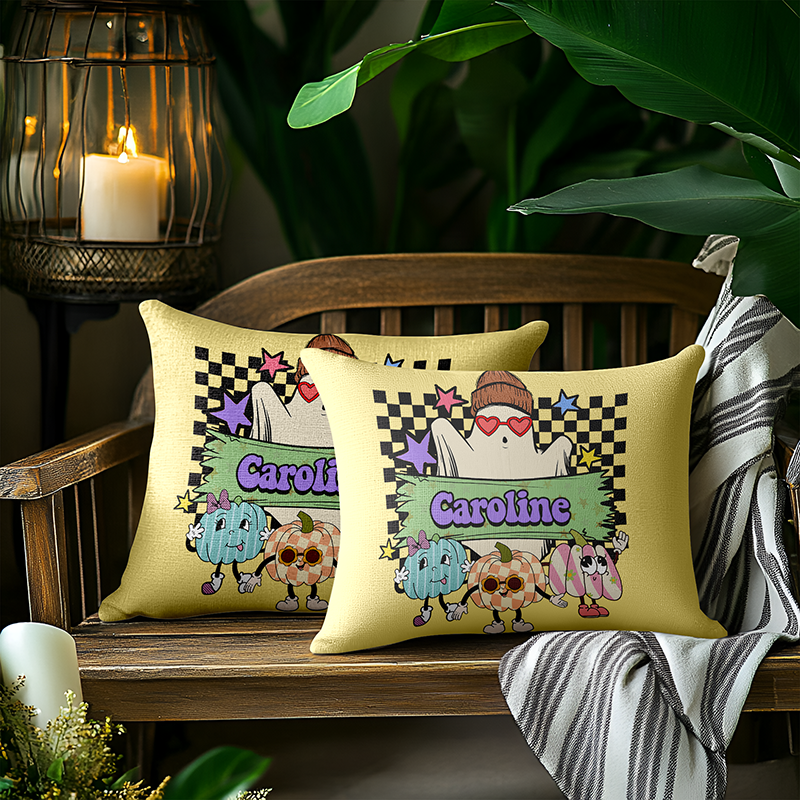 Personalised Halloween Throw Pillow Cushion (Insert Included )Custom Name Cushion Cover Home Decor Gift, Unique Halloween