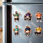 Personalized Funny Dad Fridge Magnet - Custom Dad Bod Cartoon Magnet, Humorous Slogan Kitchen Decor, Father's Day Gift