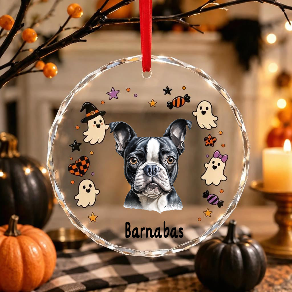 Custom Dog Photo Memorial Halloween Ornament - Personalized Pet Halloween Ornaments