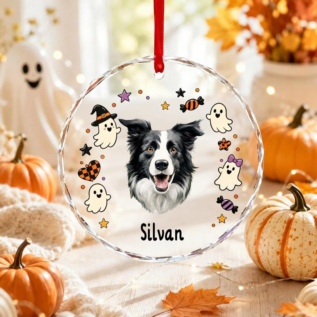 Custom Dog Photo Memorial Halloween Ornament - Personalized Pet Halloween Ornaments