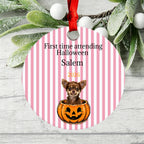 Custom First Halloween Dog Ornament, Personalized Pet Name Pumpkin Decoration, Halloween Gift for Dog Lovers