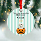 Custom First Halloween Dog Ornament, Personalized Pet Name Pumpkin Decoration, Halloween Gift for Dog Lovers