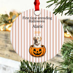 Custom First Halloween Dog Ornament, Personalized Pet Name Pumpkin Decoration, Halloween Gift for Dog Lovers