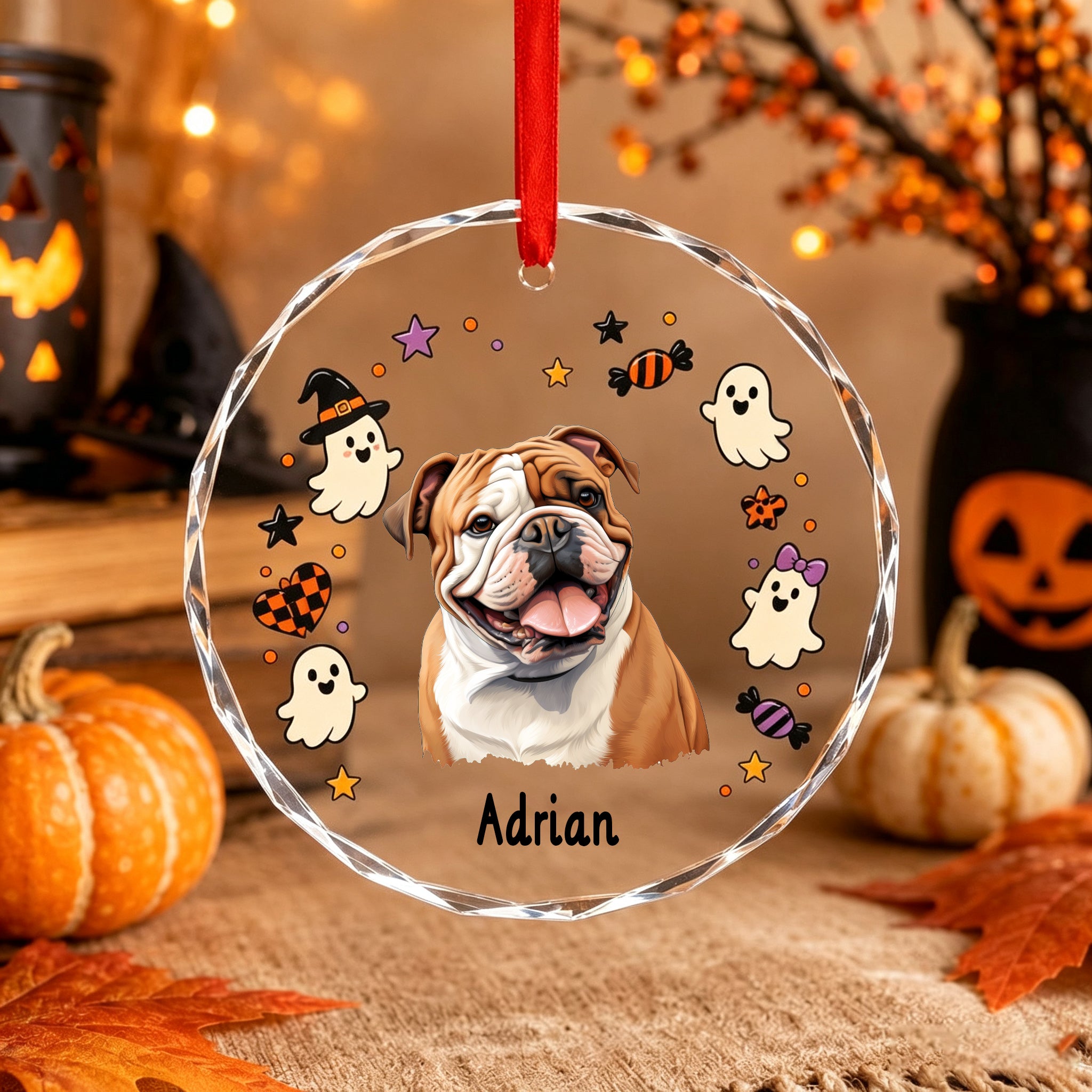Custom Dog Photo Memorial Halloween Ornament - Personalized Pet Halloween Ornaments