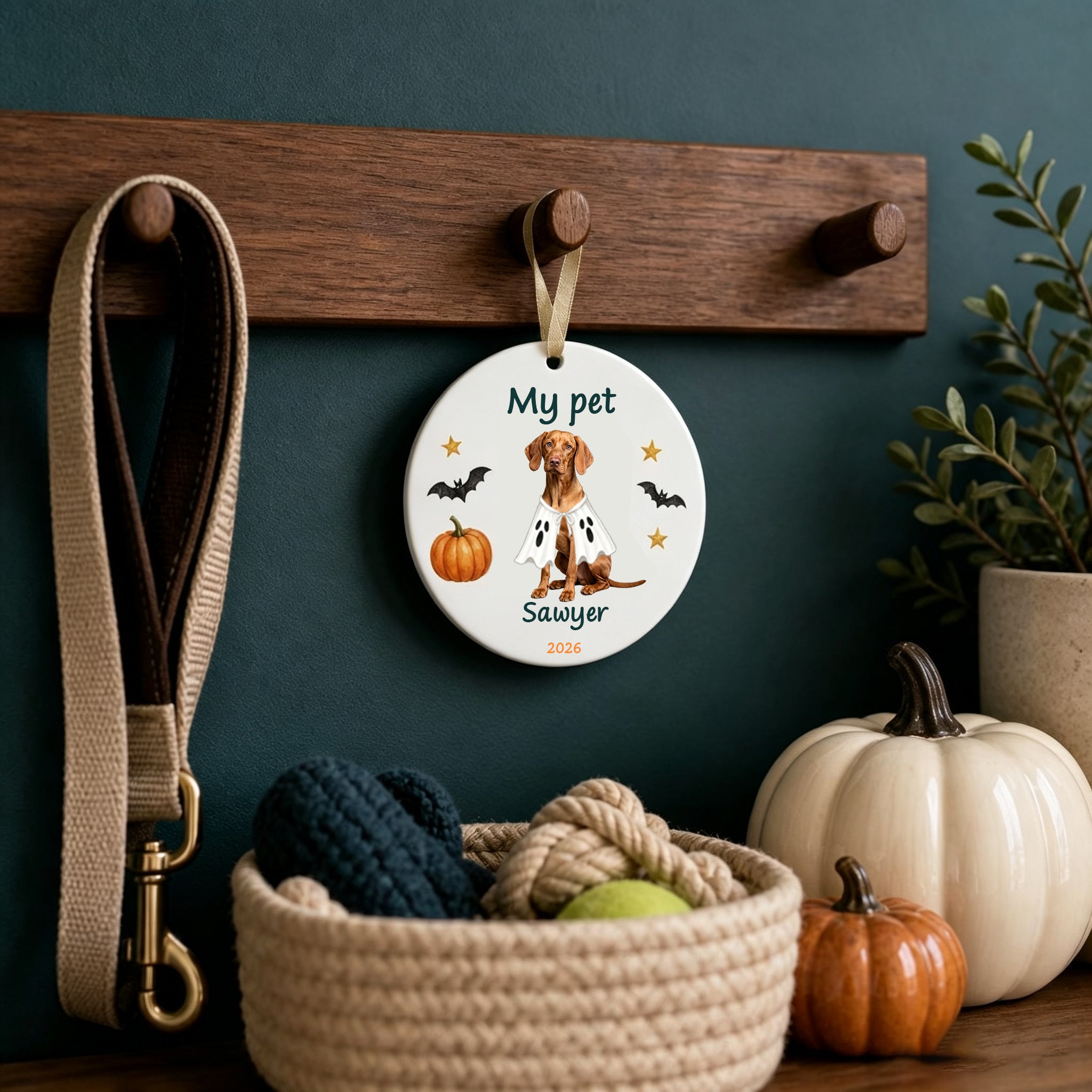 Personalized Pet  Ornament Using Pet's Photo + Name - Custom Ornament Halloween Dog Ornament