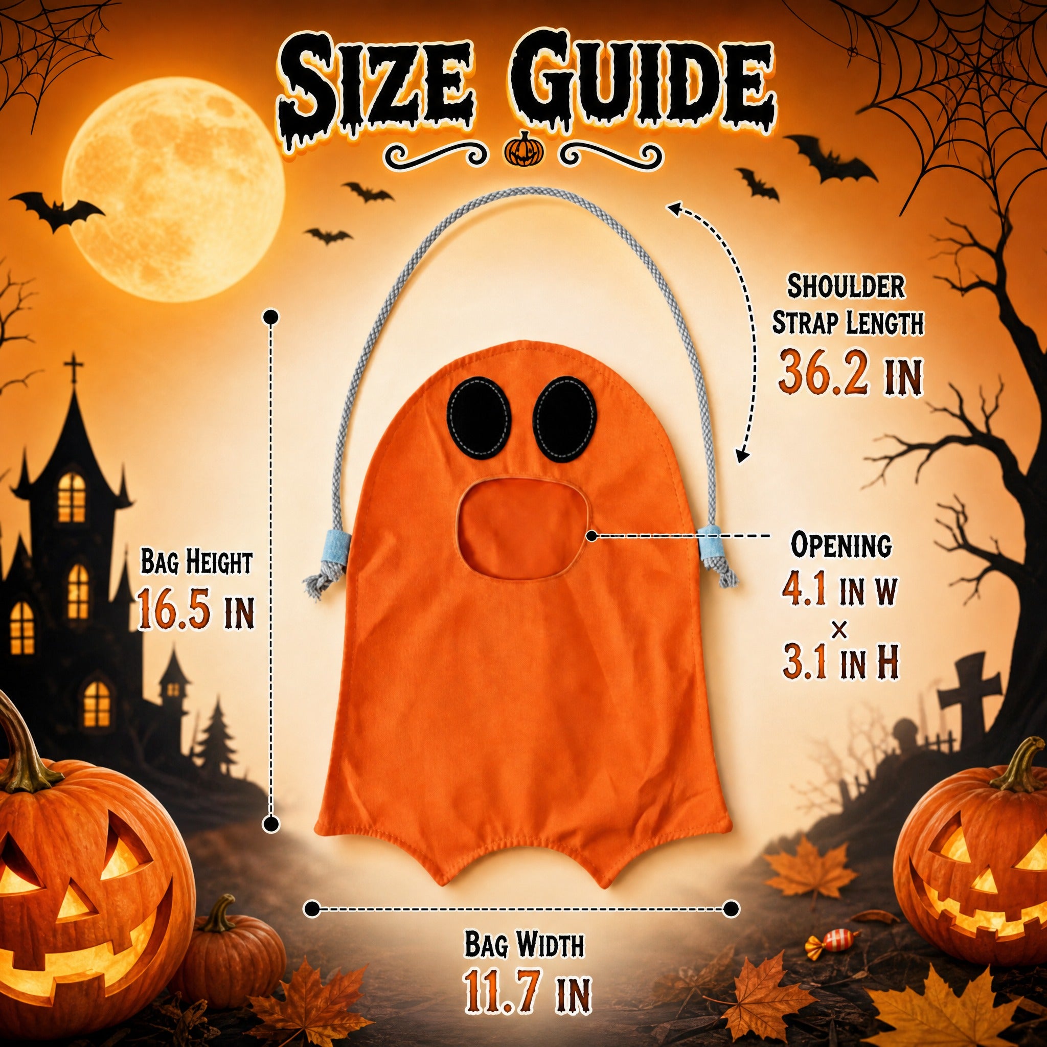 Personalized Halloween Ghost Bag-Trick-or-Treat Canvas Tote Bag for Kids