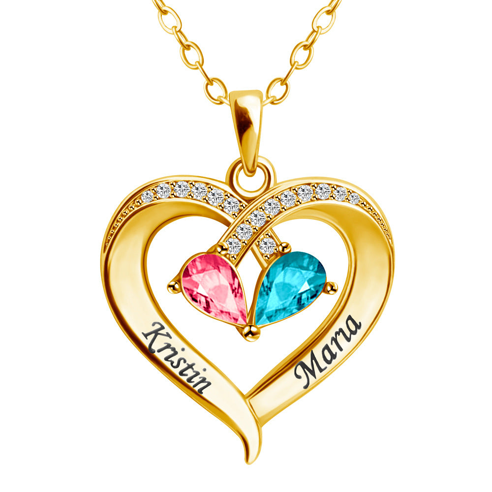 Personalized Forever Together Heart Pendant Sterling Silver Necklace