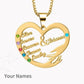 Personalized Names Heart Necklace Engraved Names Anniversary Mother's Day Gift for Her
