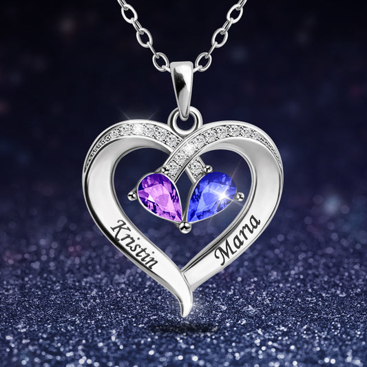 Personalized Forever Together Heart Pendant Sterling Silver Necklace