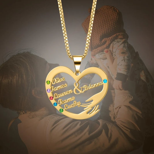 Personalized Names Heart Necklace Engraved Names Anniversary Mother's Day Gift for Her