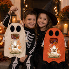 Custom Name Ghost Trick or Treat Bag, Personalized Halloween Candy Tote for Kids