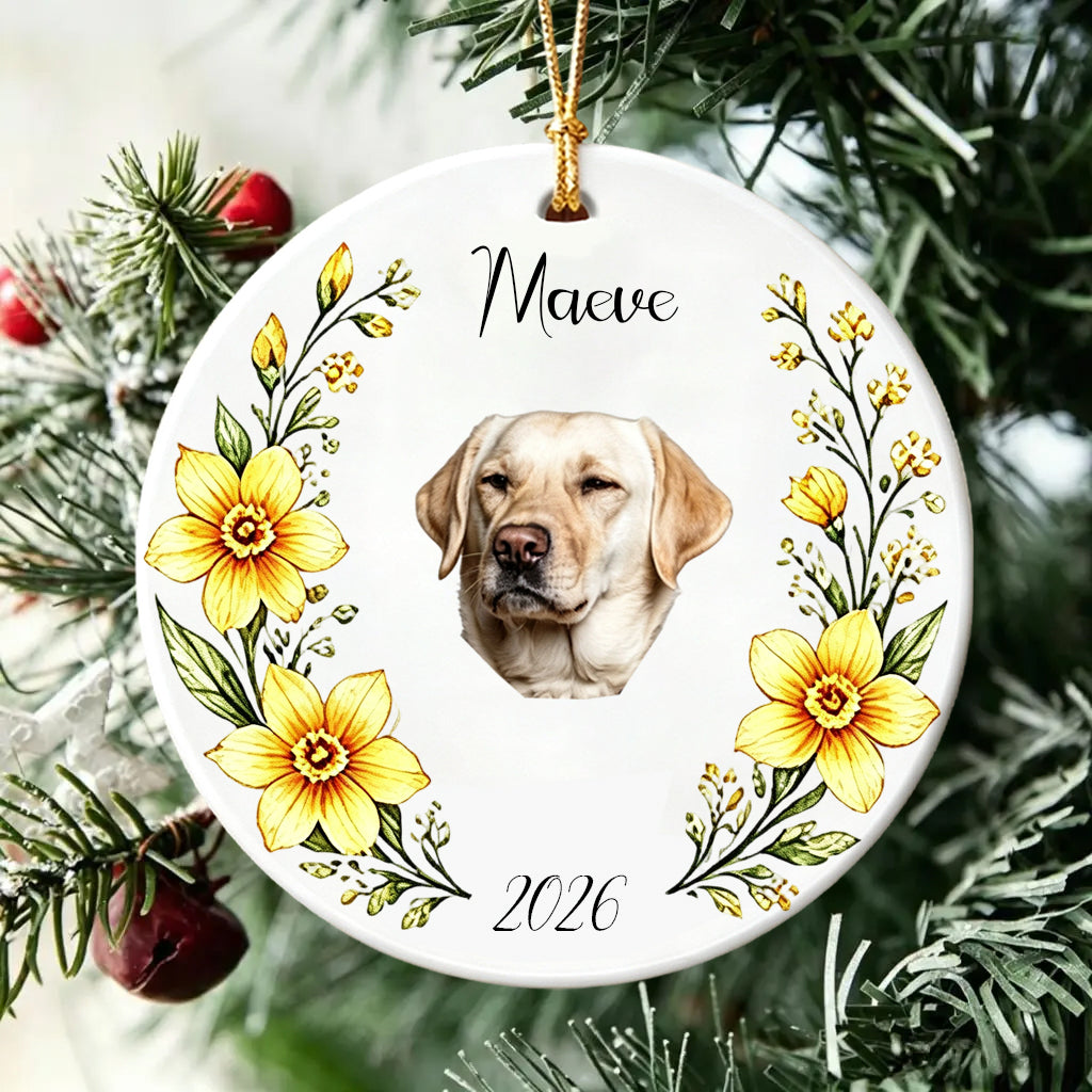 Custom Photo Ceramic Christmas Ornament Gift, Sympathy Gift For Pet Owners, Pet Lovers