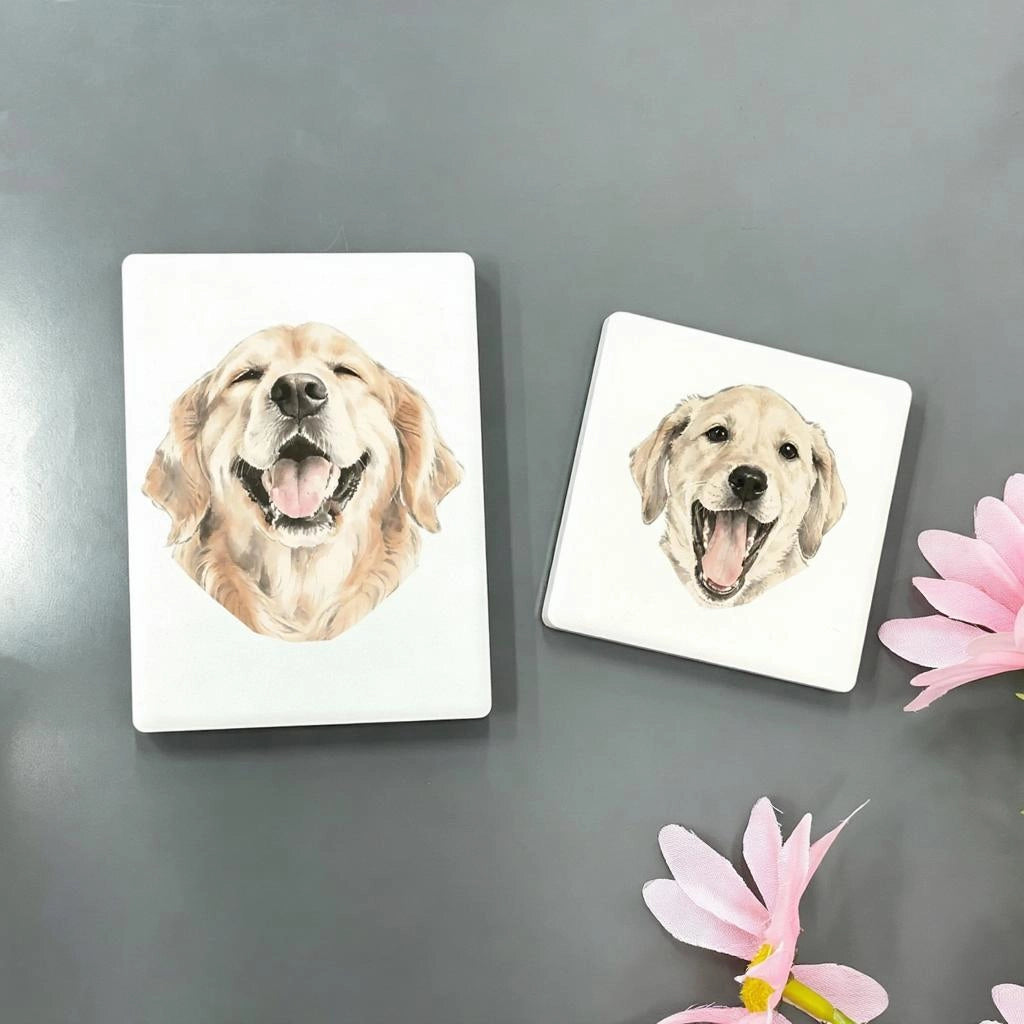 Custom Watercolor Dog Portrait Fridge Magnet - Personalized Pet Illustration, Pet Memorial Gift